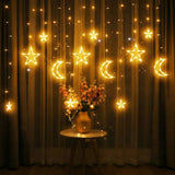 Moon & Star Curtain Lights for Ramadan