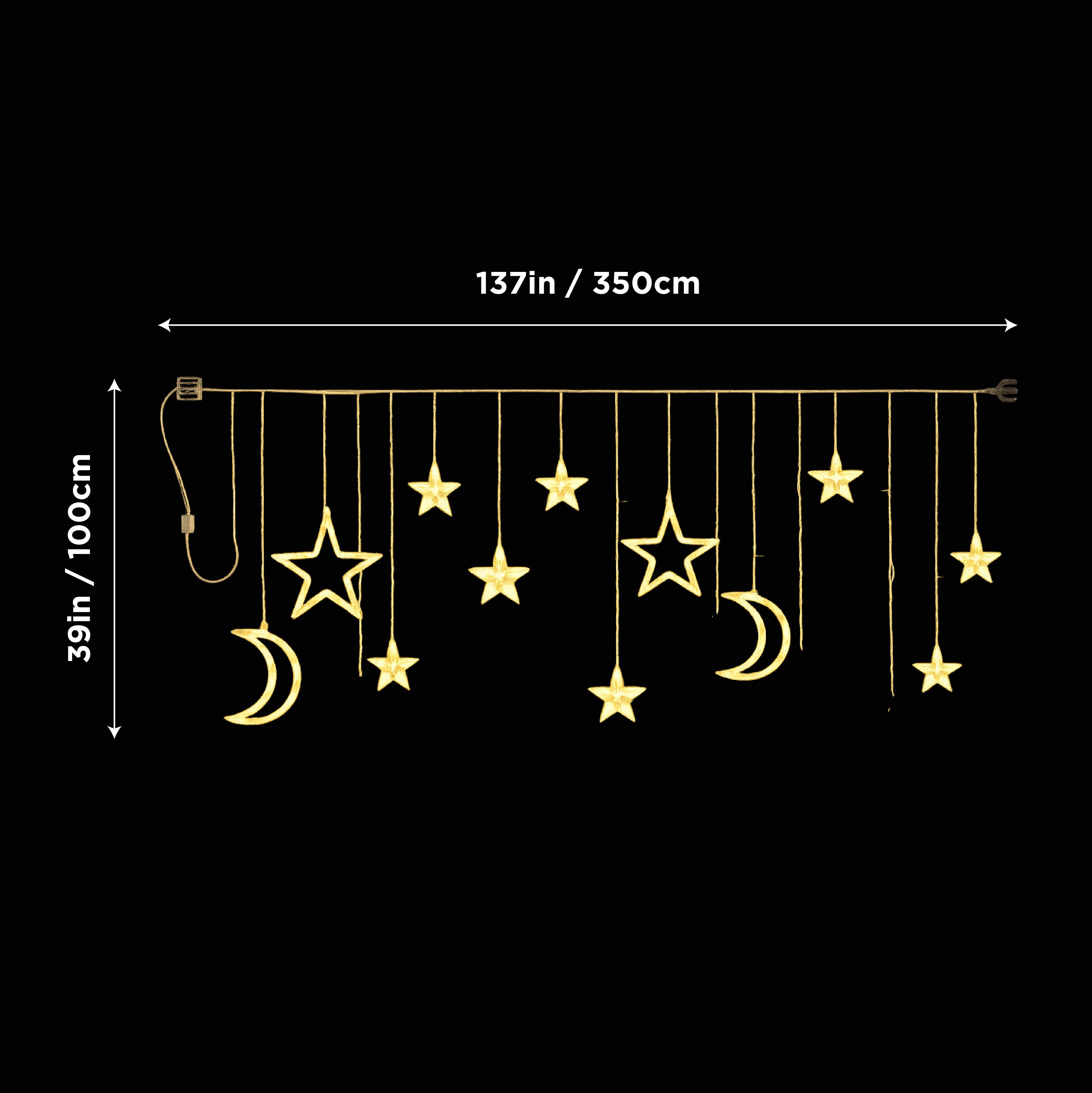 Moon & Star Curtain Lights for Ramadan